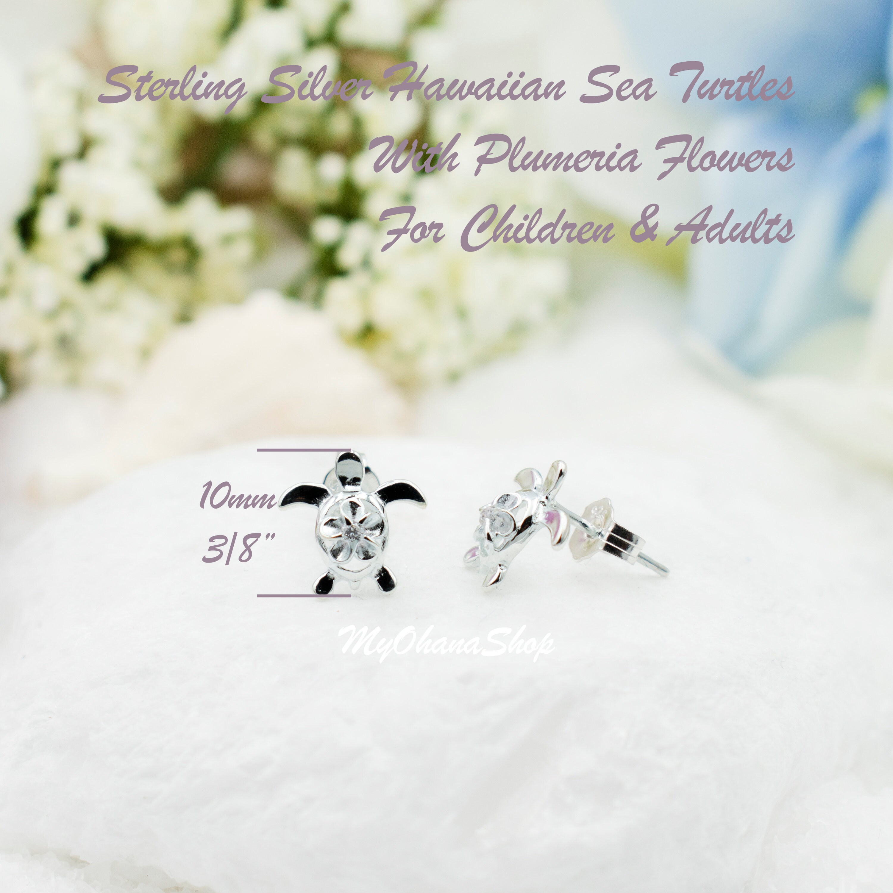 Pendientes De Tuerca De Plata De Ley 925 Pequeños Hawaianos Honu De Tortuga Marina, Plata De Ley