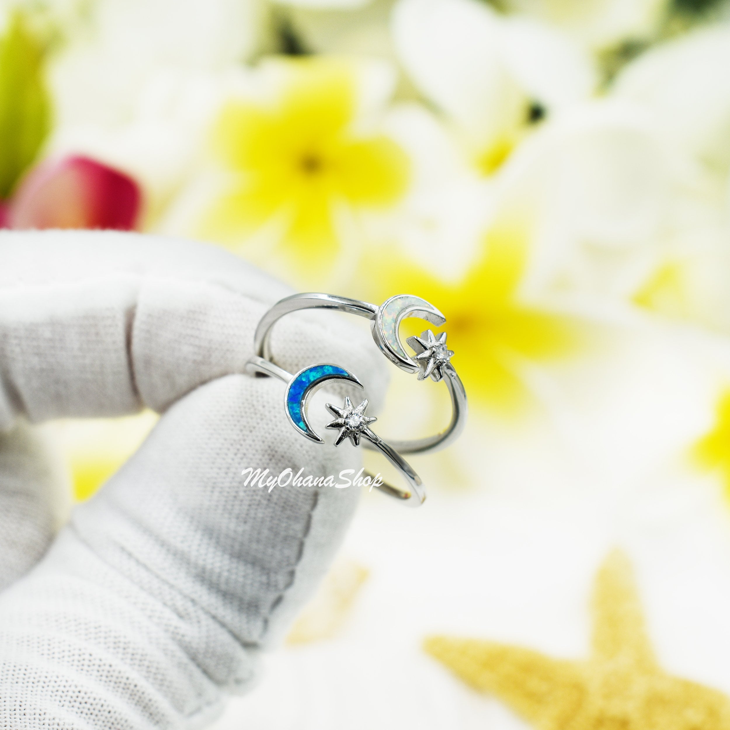 Sterling Silver Ring VIJASHOP Moon And Star Ring S925 Sterling