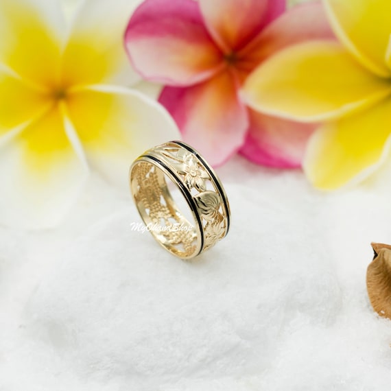 14K Gold Seven Flowers Hawaiian Ring for Women Girls. 8mm 7 Days Tropical Flower Ring for Everyday or Wedding. Island Jewelry Gift for Her Etsy Canada