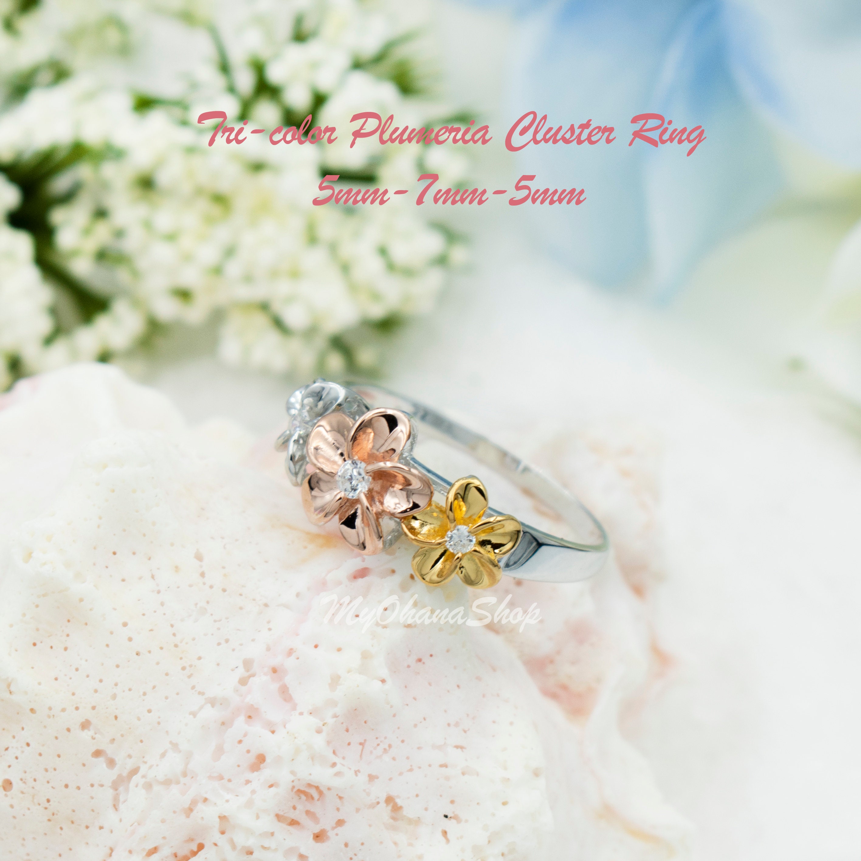 14K Gold Plated Silver Plumeria Ring. Tri Color Hawaiian Flower Baby Ring Children Pinky Wedding Ring. Beachy Island Jewelry Gift For Her. Etsy Italia