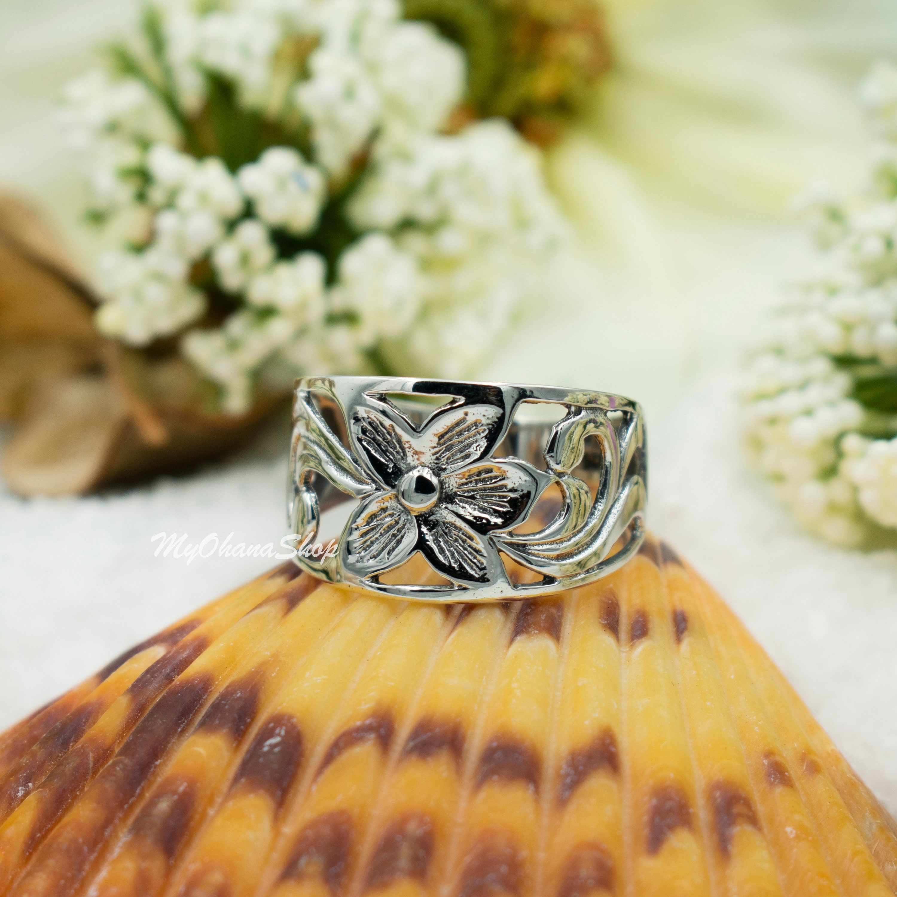 手彫り】AAAAA rank Heart zirconia ring Hawaiian jewelry