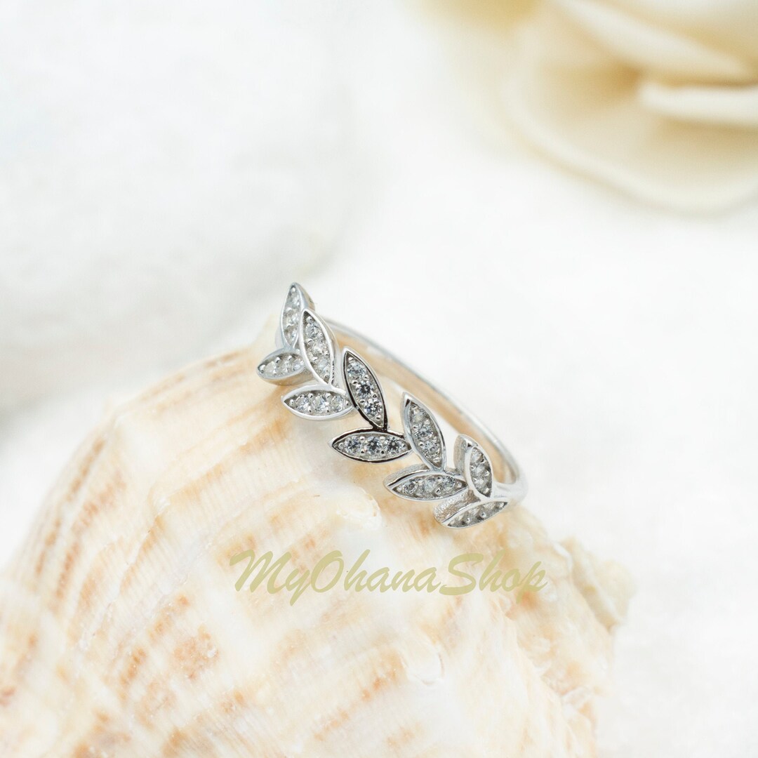 ピアリング　シルバー 925 Sterling Silver Leaf Ring. Pinky Ring, Midi, Knuckle
