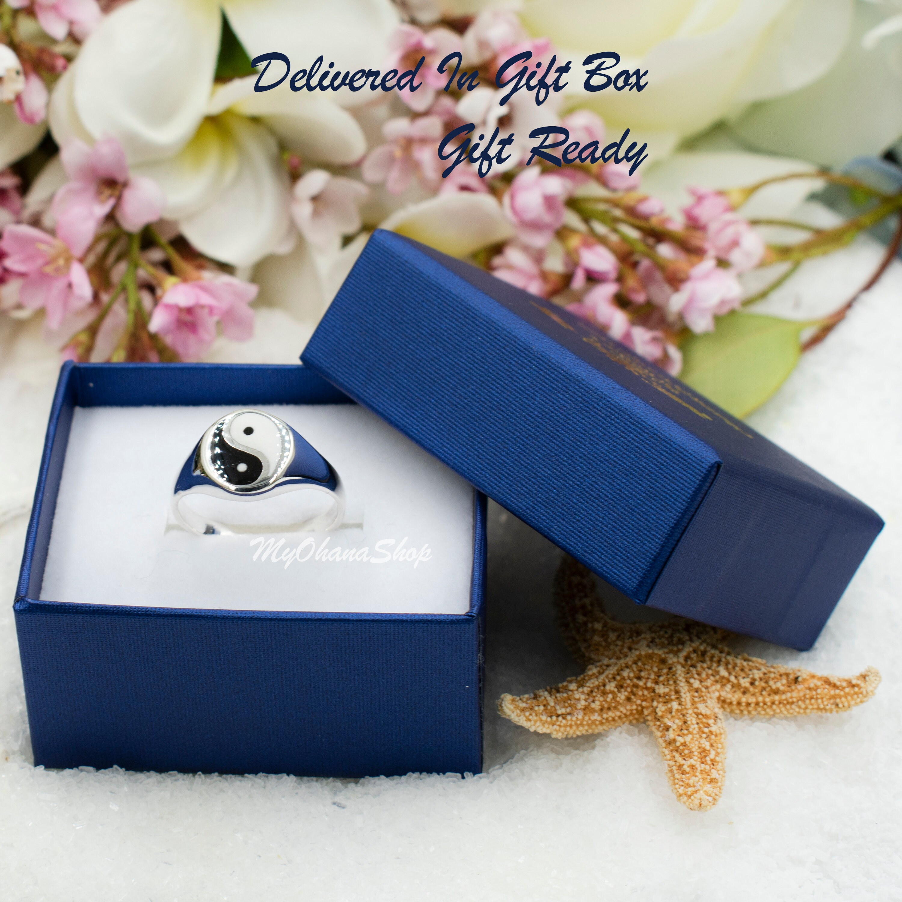 925 Sterling Silver Yin Yang Ring for Men, Women. 13mm