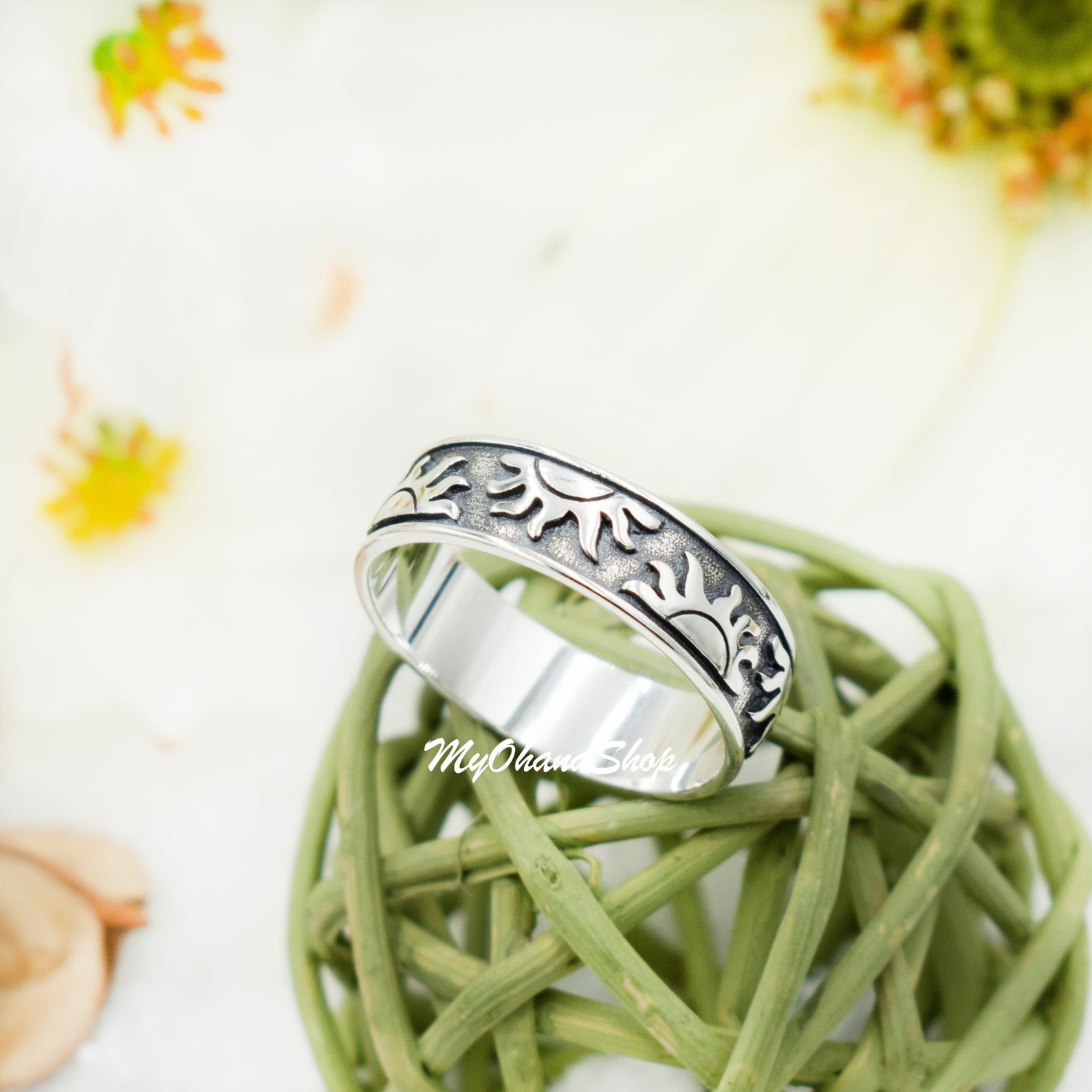 925 Sterling Silver Sun Band Ring for Men & Women. 7mm - Etsy