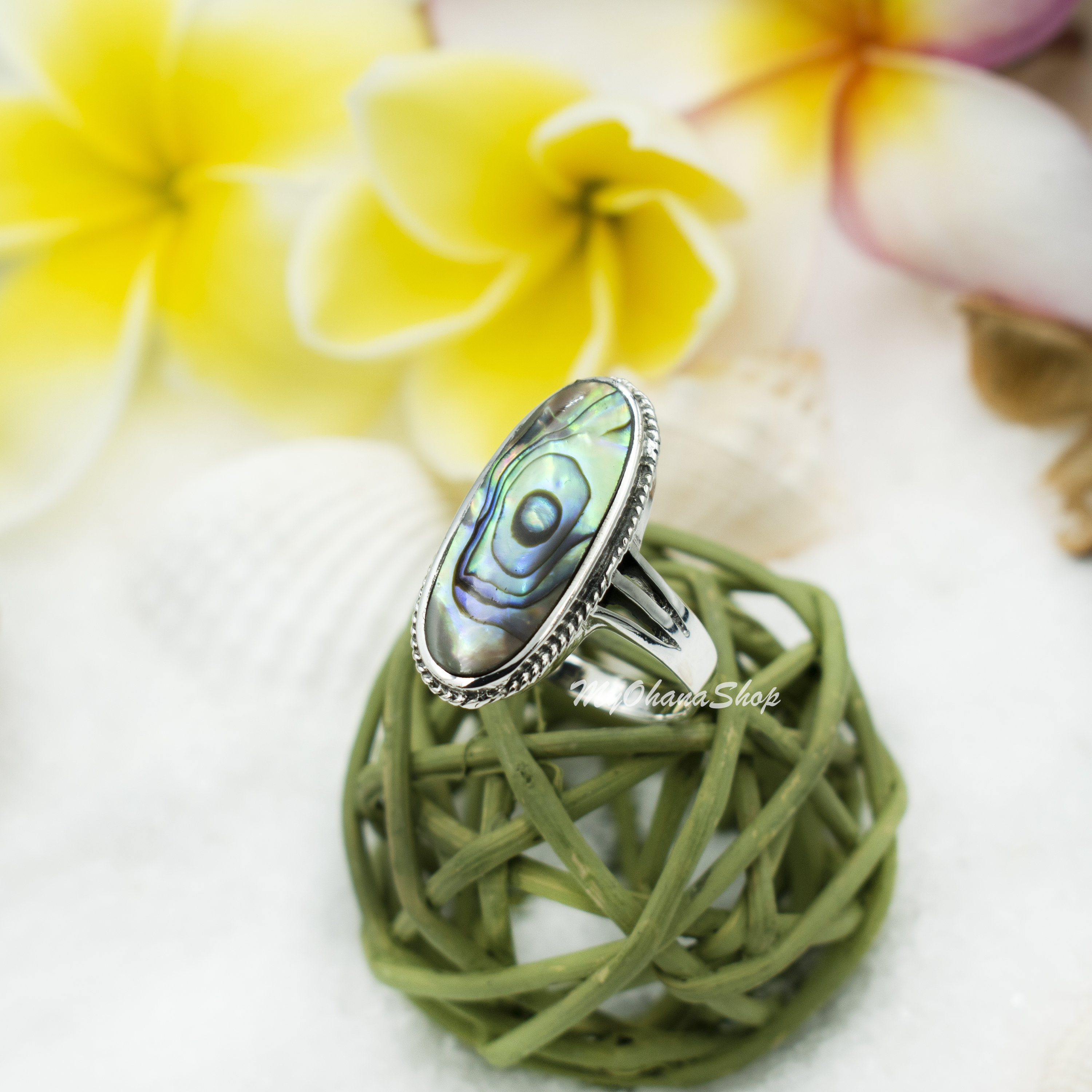 Anillo de concha de abulón de plata esterlina para mujeres Etsy España