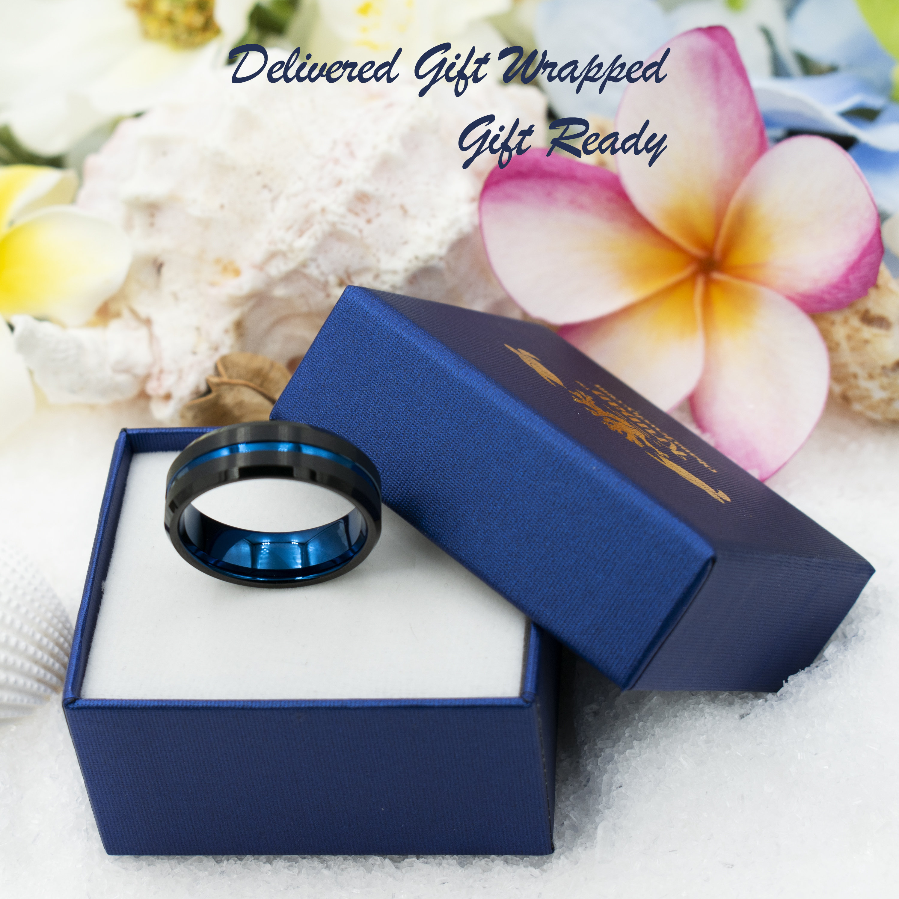 Tungsten carbide ring shop blue and black