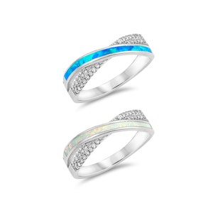 925 Sterling Silver Opal Infinity Ring With CZ For Women, Girls. Engage, Love, Promise, Valentine&#39;s Day Ring For Girlfriends. Gift For Her