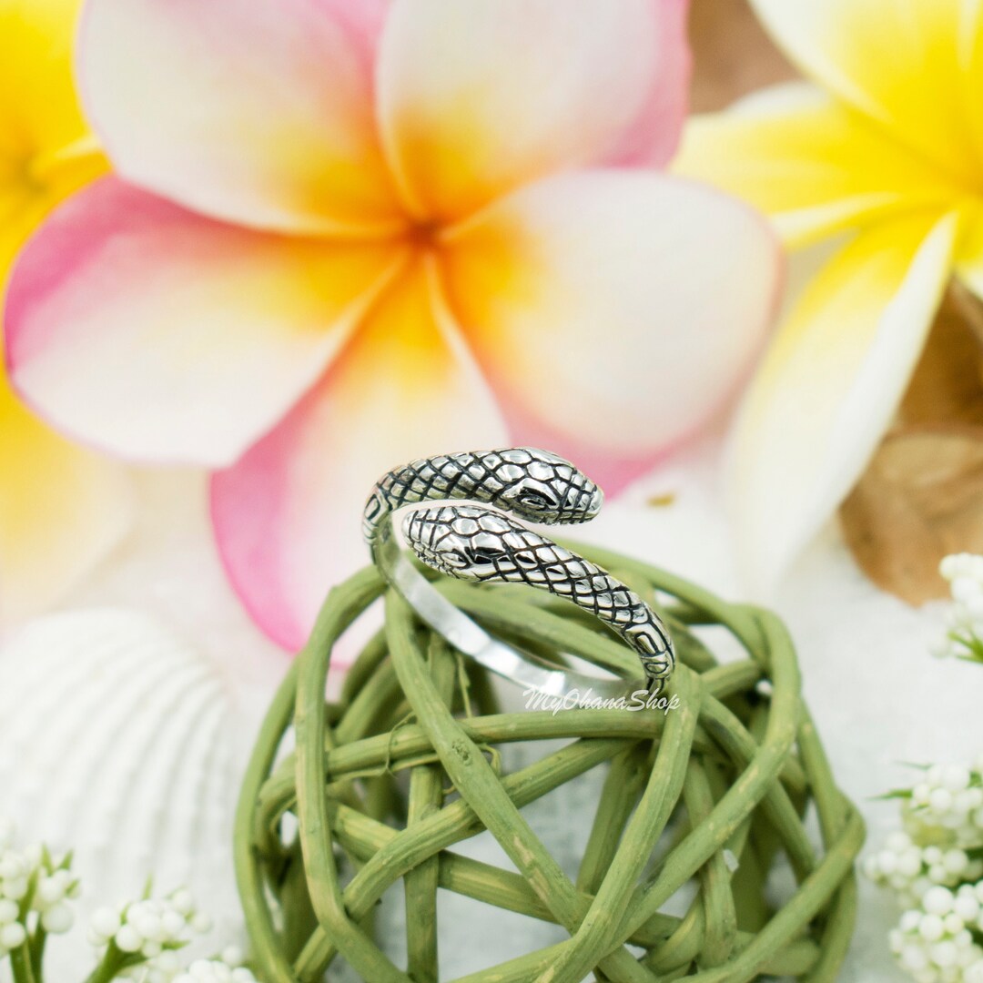 925 Sterling Silver Adjustable Snake Ring for Women & Men. Double ...