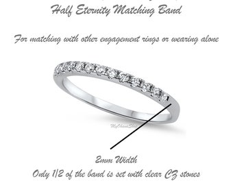 925 Sterling Silver CZ Eternity Ring For Women, Girls.  2mm Skinny Stackable, Matching Band For Engagement Ring. Pinky, Wedding Band For Her
