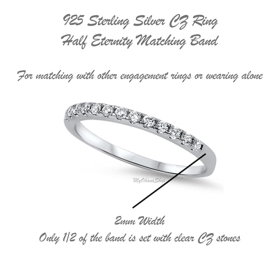 Eternity Wedding Band Ring 2mm Cubic Zirconia Sterling Silver Eternity Wedding Band Ring 2mm Cubic Zirconia Sterling Silver