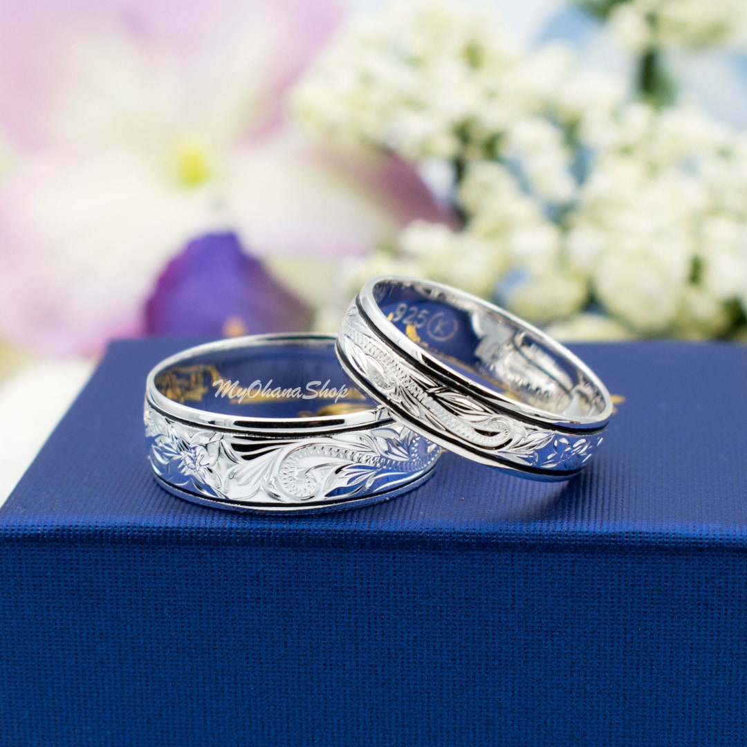 925 Sterling Silver Hawaiian Jewelry Ring - Hand Engraved
