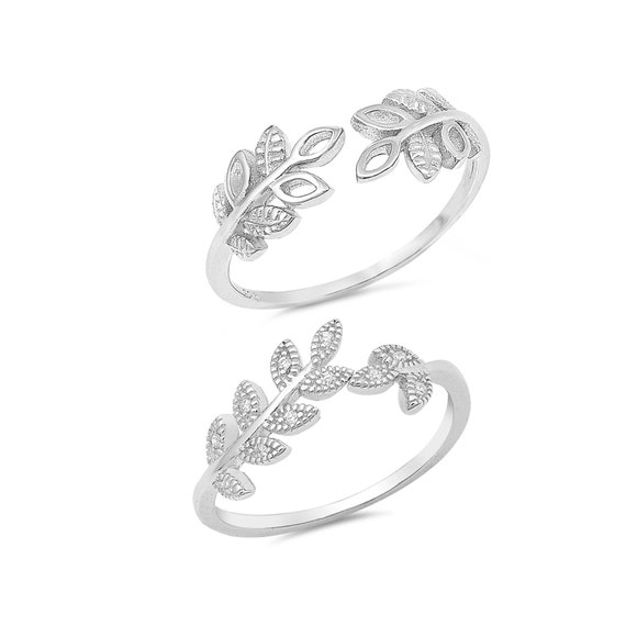 agete silver ring 指輪 «Leaf design» 925 Sterling Silver Adjustable Leaf Ring for Girls, Women