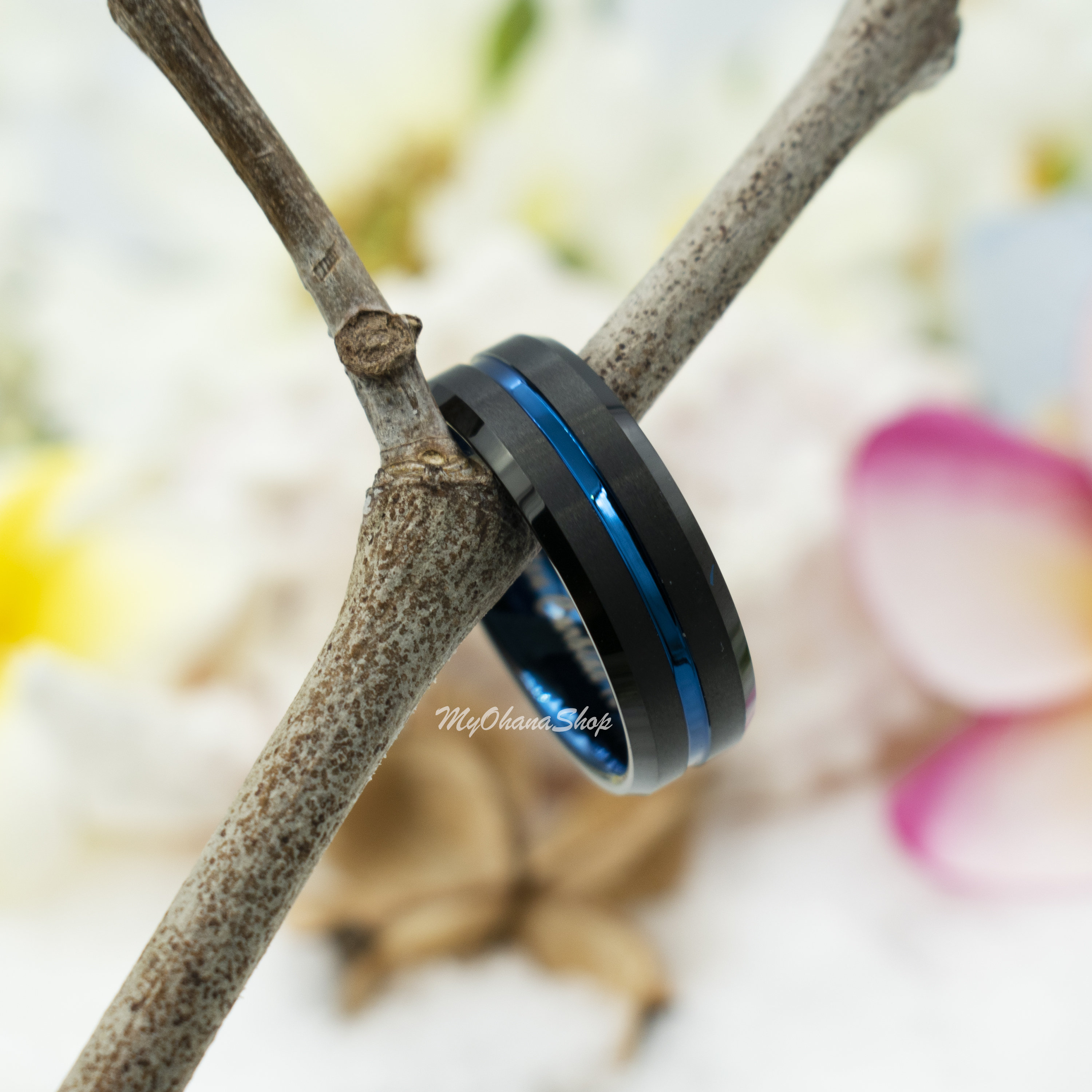 Anillo De Compromiso De Carburo De Tungsteno Cepillado Para Hombre, Chapado En Azul, 0.315 In, Ajuste Cómodo, Tallas 7 A 15, Metal, Sin Piedras Preciosas