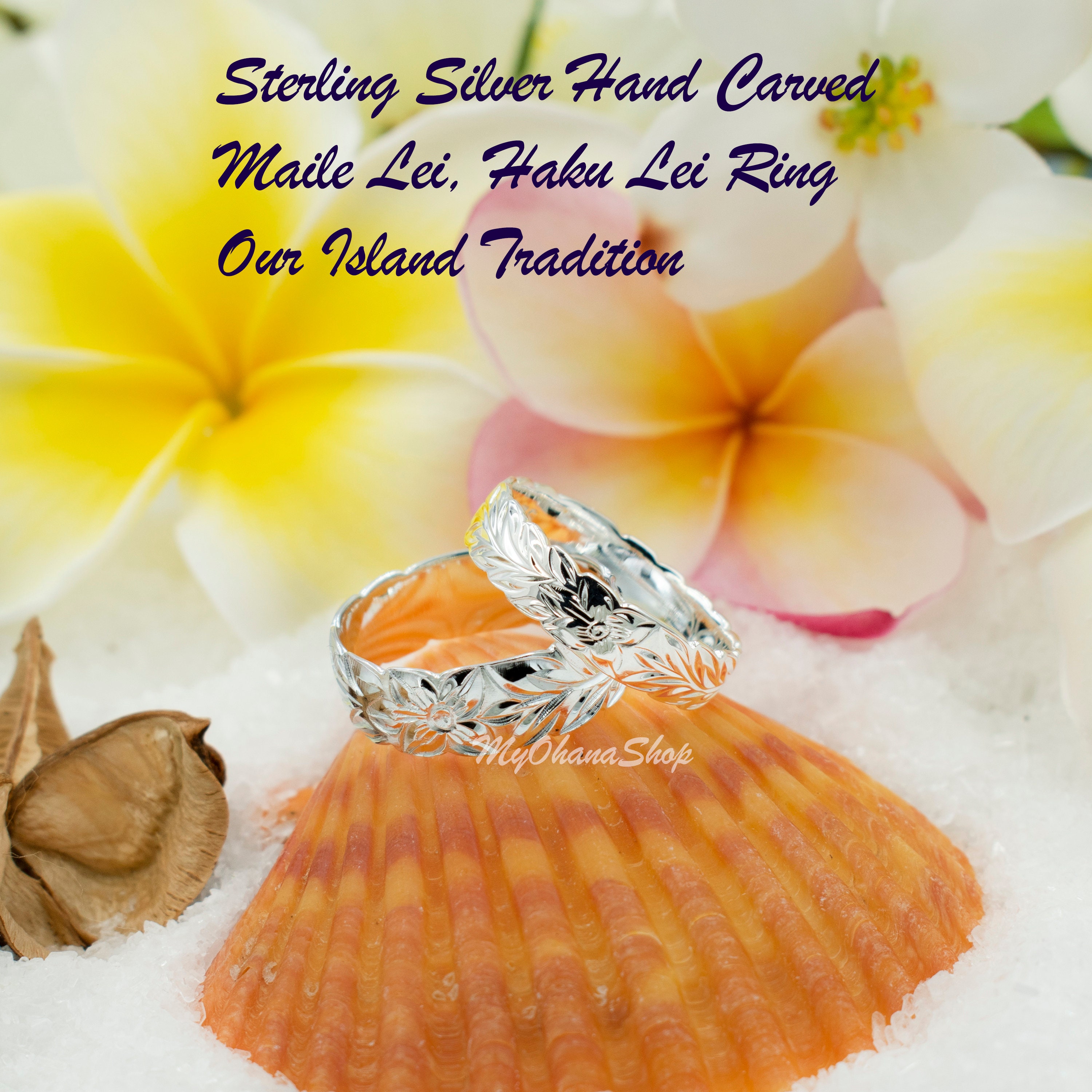 925 Sterling Silver Hawaiian Maile Lei Ring for Women, Girls