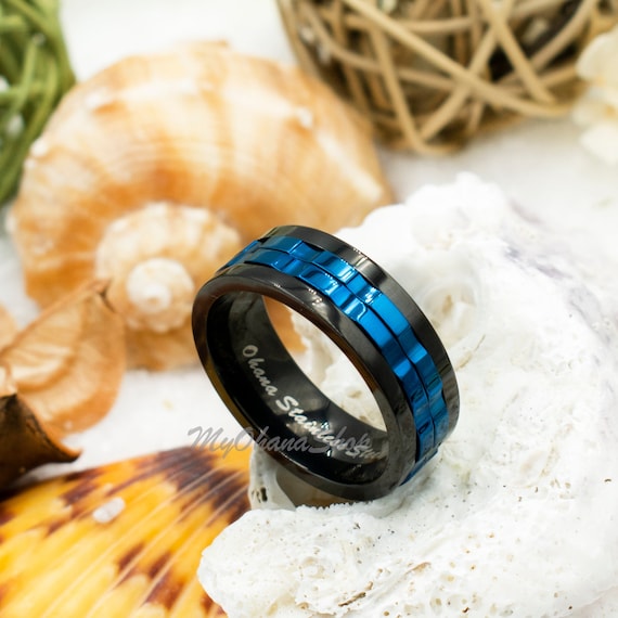 black and blue wedding rings for women