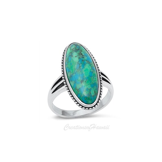 アクセサリー Vintage Silver Oval Turquoise Ring 925 Sterling Silver Oval Genuine Turquoise Ring, Statement Ring