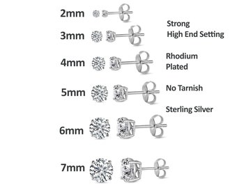 925 Sterling Silver CZ Stud Earrings For Boys, Girls, Women, Teens, Kids.  Premium Quality AAAA+ CZ.  Cute, Hip Hop Bling Diamond Studs.