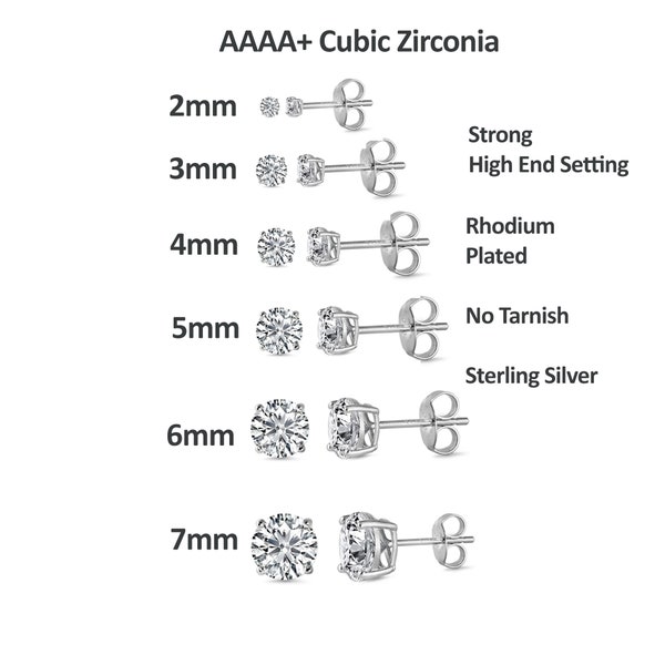 925 Sterling Silver CZ Stud Earrings For Boys, Girls, Women, Teens, Kids.  Premium Quality AAAA+ CZ.  Cute, Hip Hop Bling Diamond Studs.