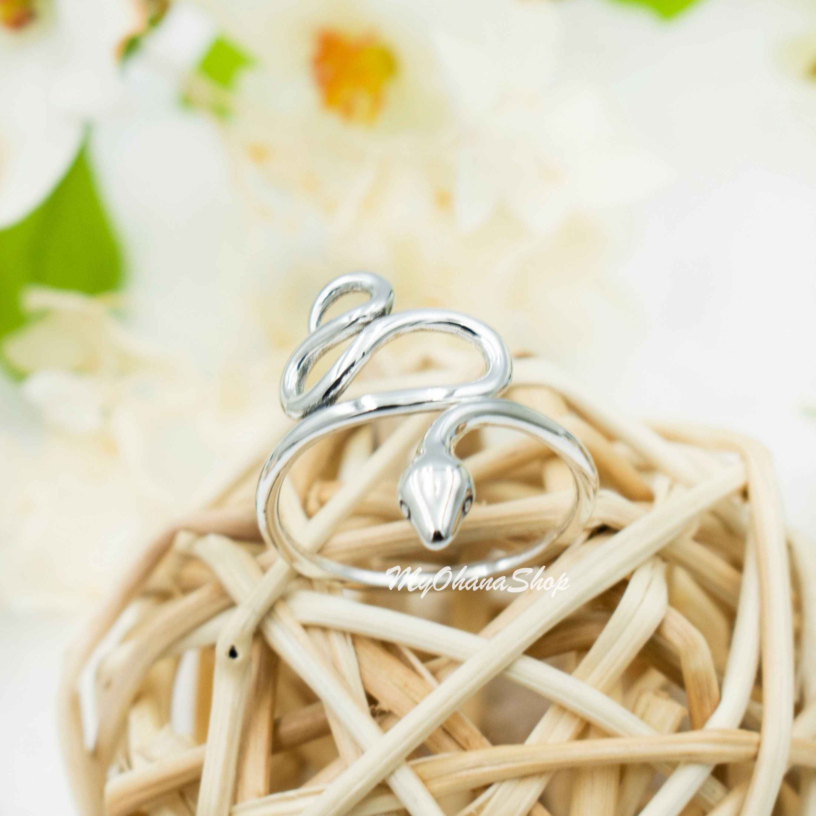 PRAYMOS 925 Sterling Silver Adjustable Snake Ring - Open Thumb Ring For Women & Men, Size 7-9 - View #4