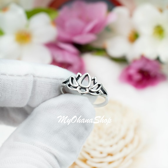 925 Sterling Silver Lotus Flower Ring. Cutout Tropical Flower for Women Pinky Midi Knuckle Thumb Ring. Buddhist Zen Meditation Jewelry. Etsy Canada