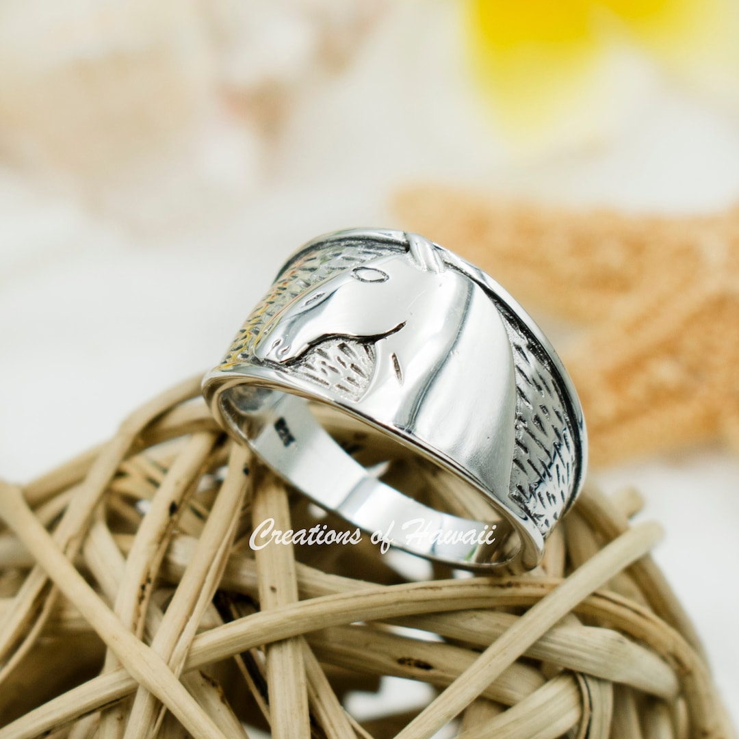 925 Sterling Silver Horse Face Ring for Boys, Men & Women