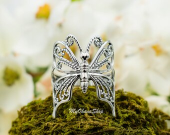 NOVICA Handmade Sterling Silver Cocktail Ring – Butterfly Motif, Indonesian Artisan Crafted, Animal Themed 'Butterfly Glory'