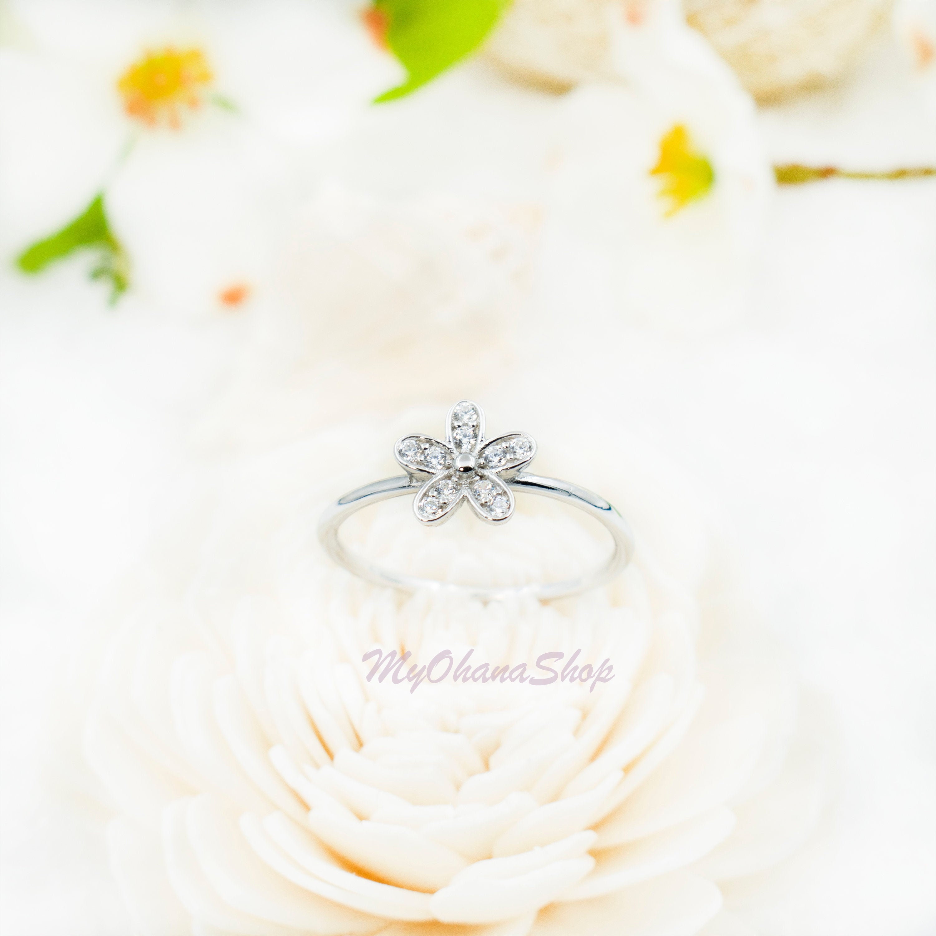 Silver Plumeria Flower Ring for Women Teens Girls. Tropical Etsy