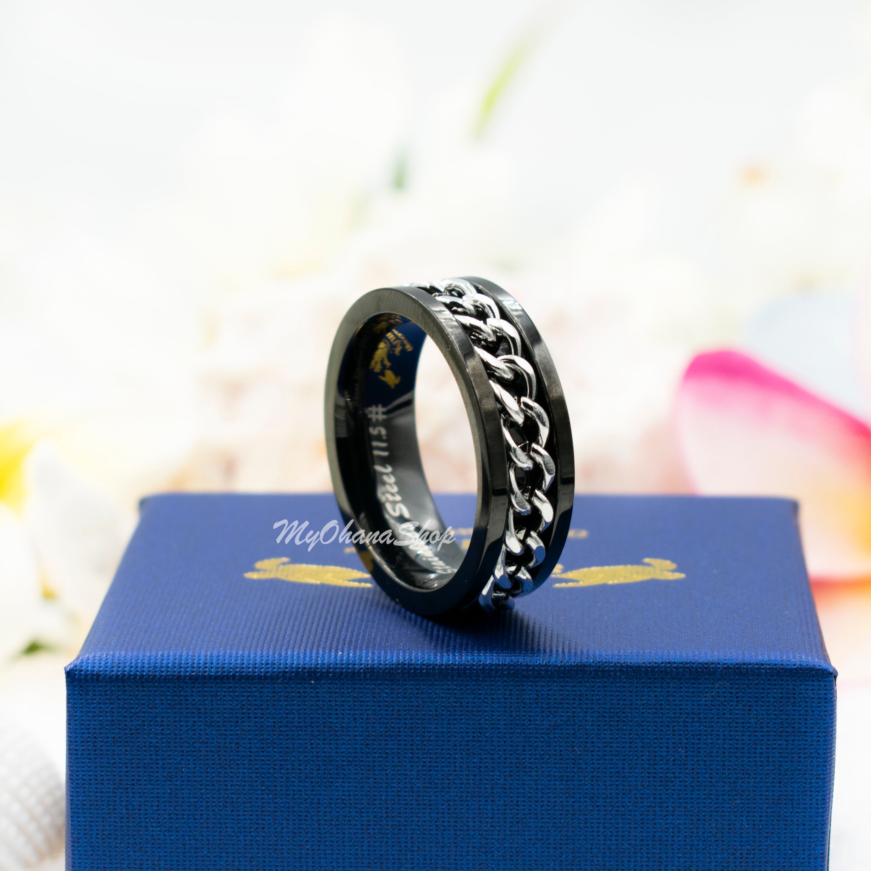Bague Anti-Stress Tournante En Acier Inoxydable Argenté - Neuf Sous Emballage, Idée Cadeau Zen