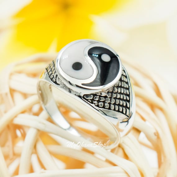 Bague Yin Yang en argent sterling 925 pour homme et femme. Design boheme noir et blanc Yin Yang Balance Haromy Design for Pinky Remarquable Bague index. Etsy France