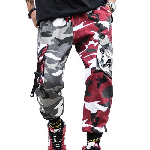 Streetwear Camo Pants Men Orange Camouflage Urban Cargo Etsy