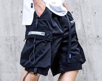 Mens Techwear Streetwear Cargo Shorts With Belt Modern Urban Fashion