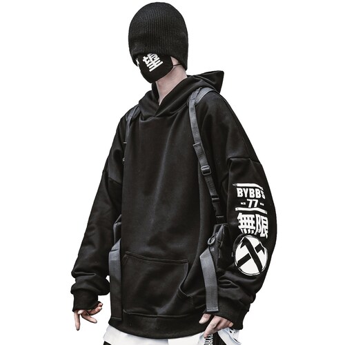 Streetwear Hoodie Urban Men's Black Pullover Harajuku - Etsy