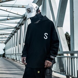 Streetwear Hoodie Urban Men's Black Pullover Harajuku - Etsy