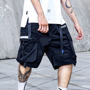Mens Techwear Streetwear Cargo Shorts With Belt Modern Urban - Etsy