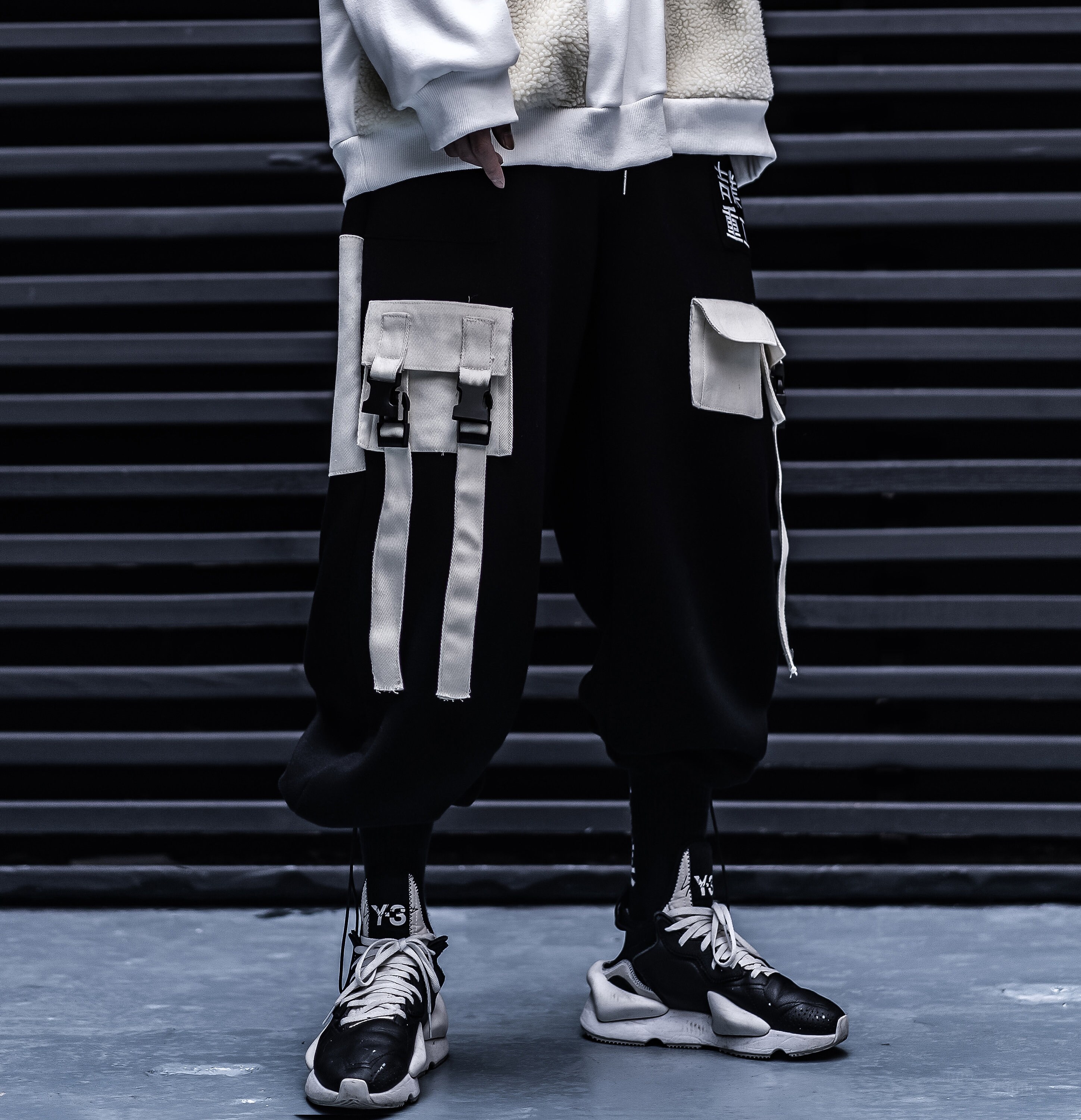 Japanese Streetwear Black Sweatpants Men Embroidery Steampunk - Etsy