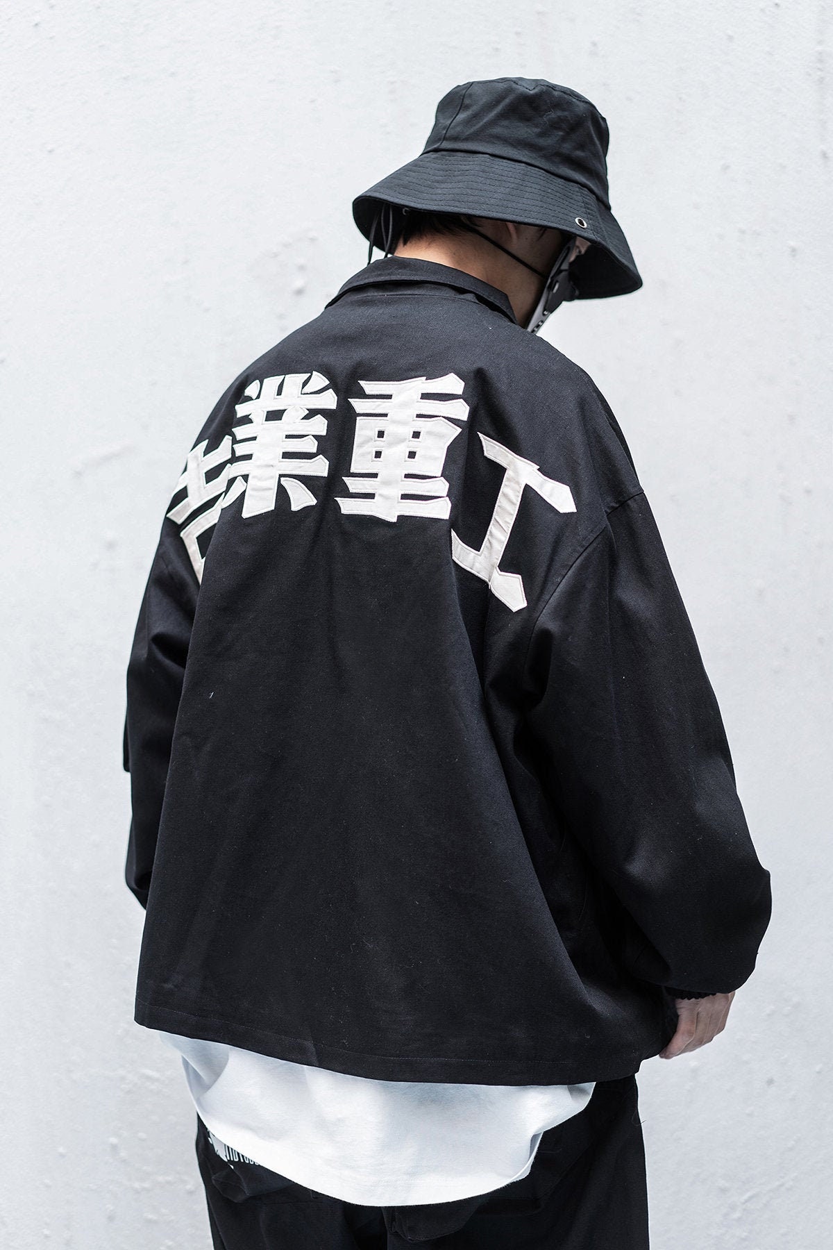 Techwear Japanese Harajuku Kanji Streetwear Cargo Jacket Black | Etsy