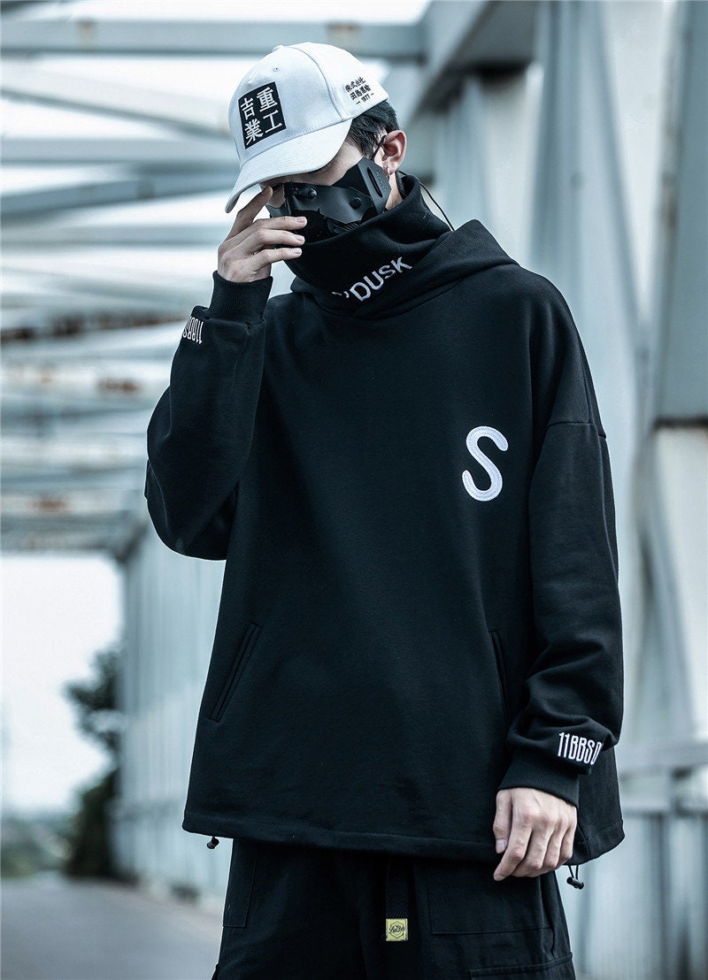 Streetwear Hoodie Urban Men's Black Pullover Harajuku - Etsy