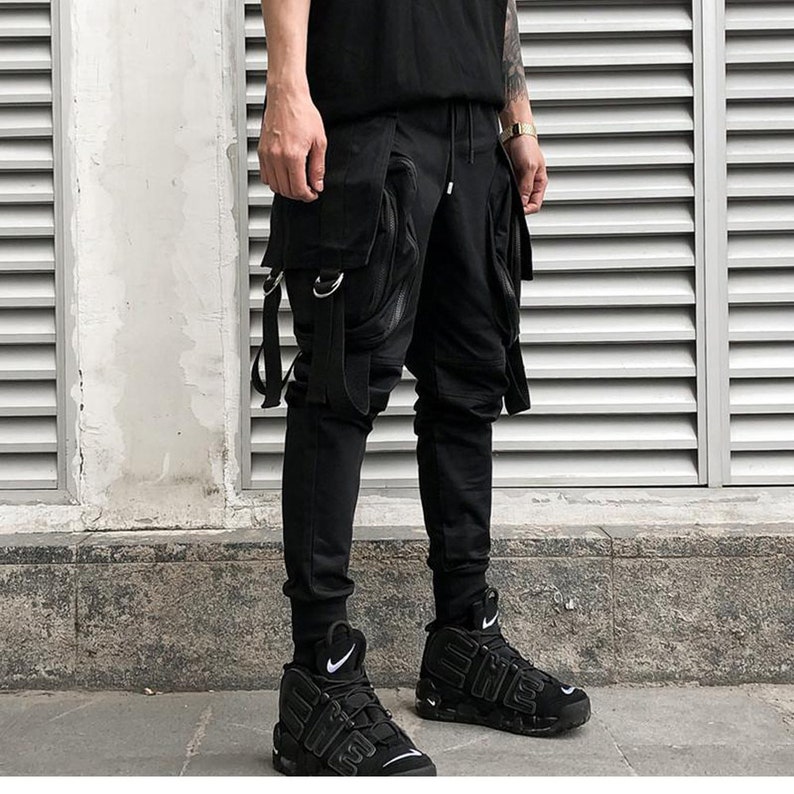 Techwear Matte Black Pants Streetwear Joggers Urban Harem - Etsy