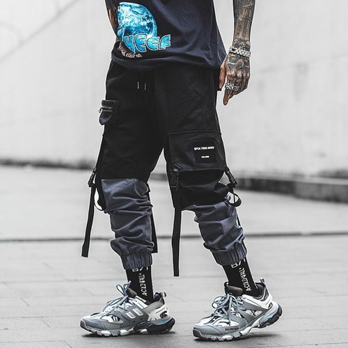 Streetwear Black Tactical Jogger Men Techwear Multi Pocket - Etsy