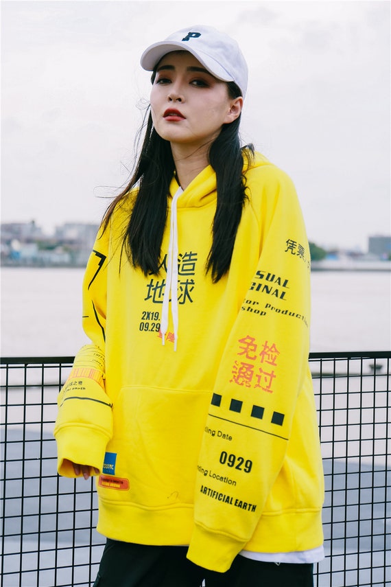 Niepce Streetwear Japanese Kanji Hoodie Made On Earth Pullover Sweatshirt