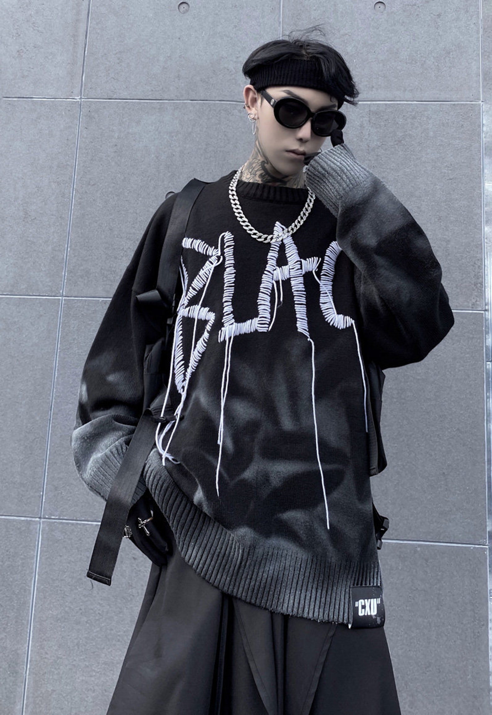 Streetwear Knit Crewneck Mens Pullover Wol Urban Knitted Crew Etsy