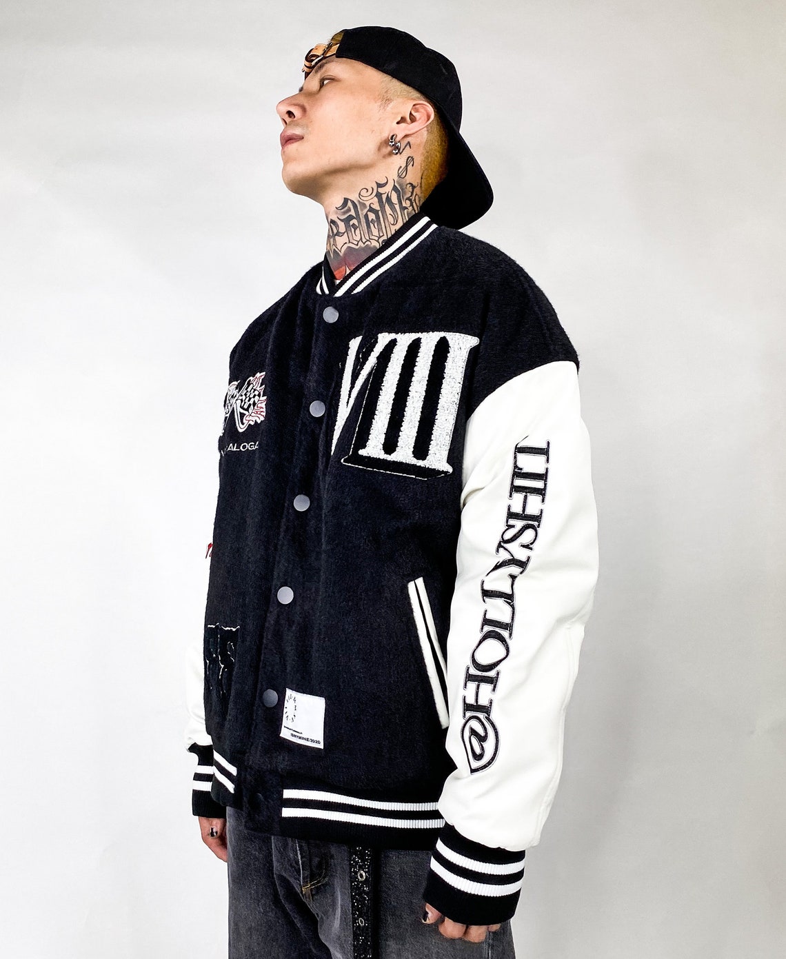 Men's Streetwear Baseball Jacket Fur Fleece Bomber Urban Etsy