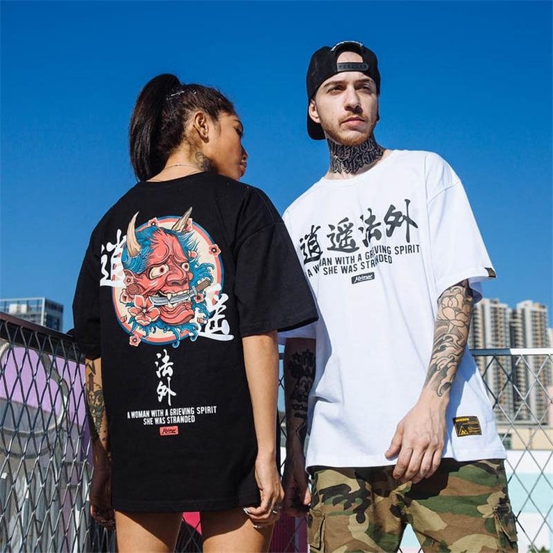 Japanese Streetwear Graphic Tshirts Harajuku Kanji Tee Etsy UK