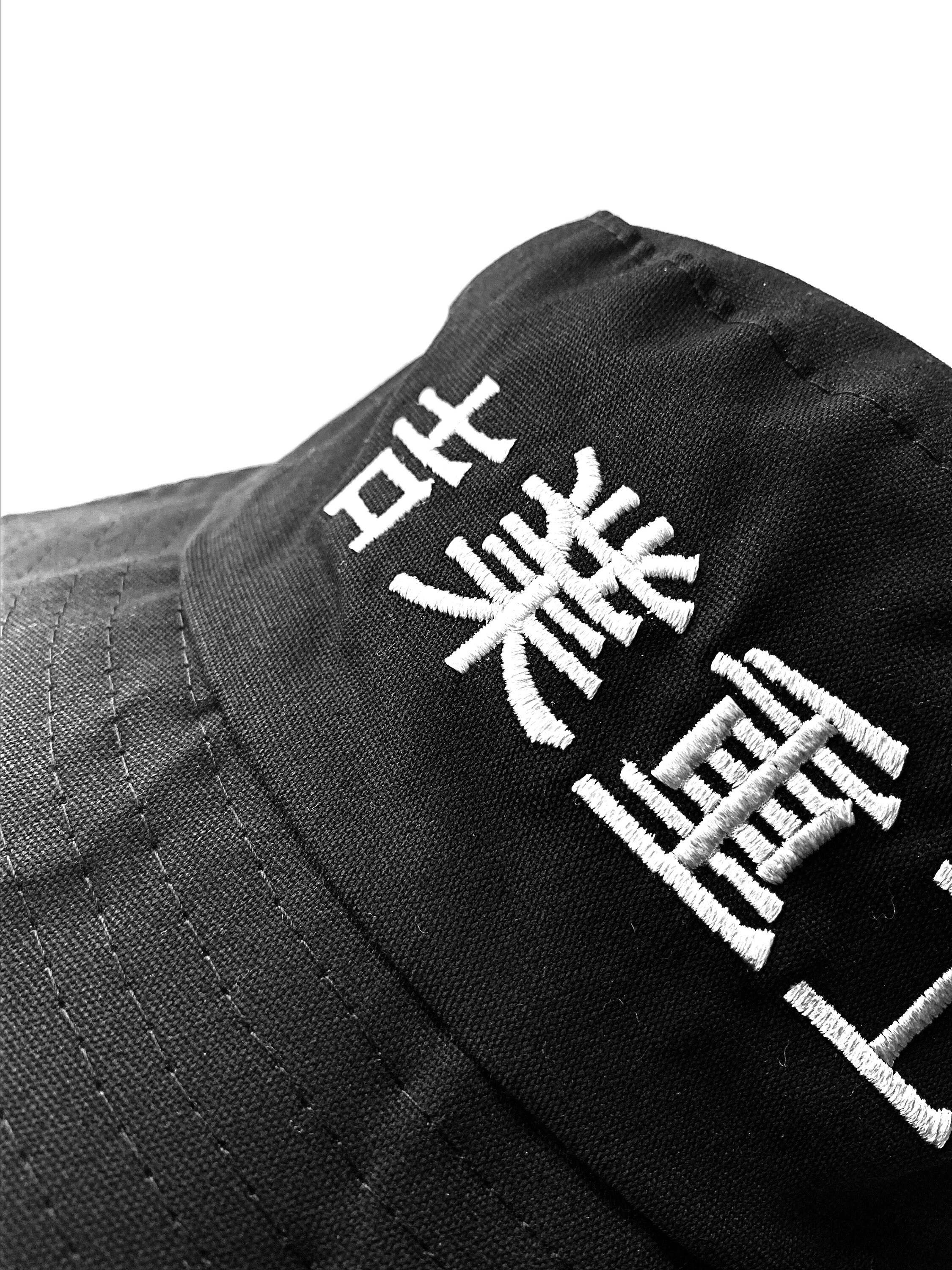 Japanese Streetwear Embroidered Fisherman Black Bucket Hat - Etsy