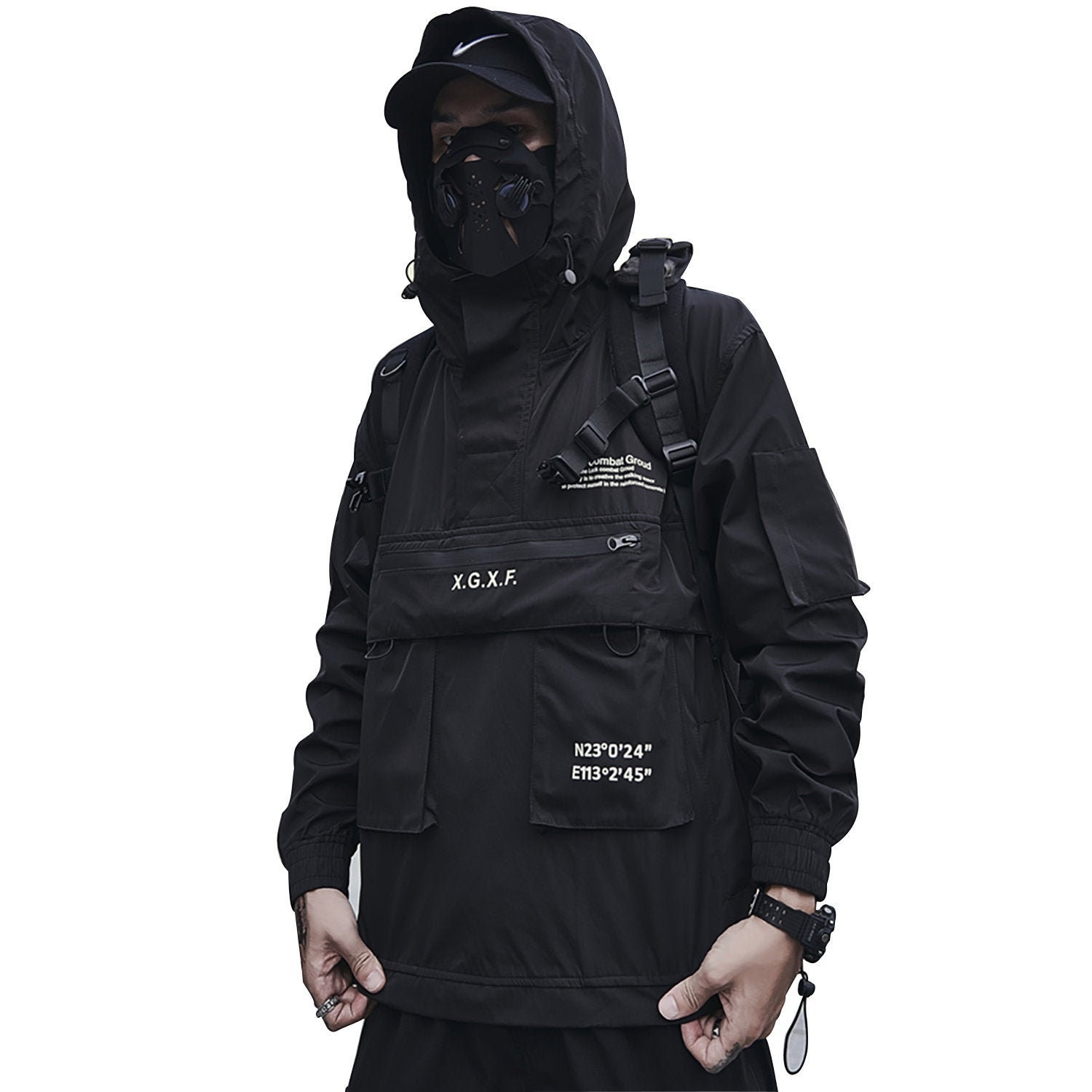 Cyberpunk Techwear Jacket Men Black 