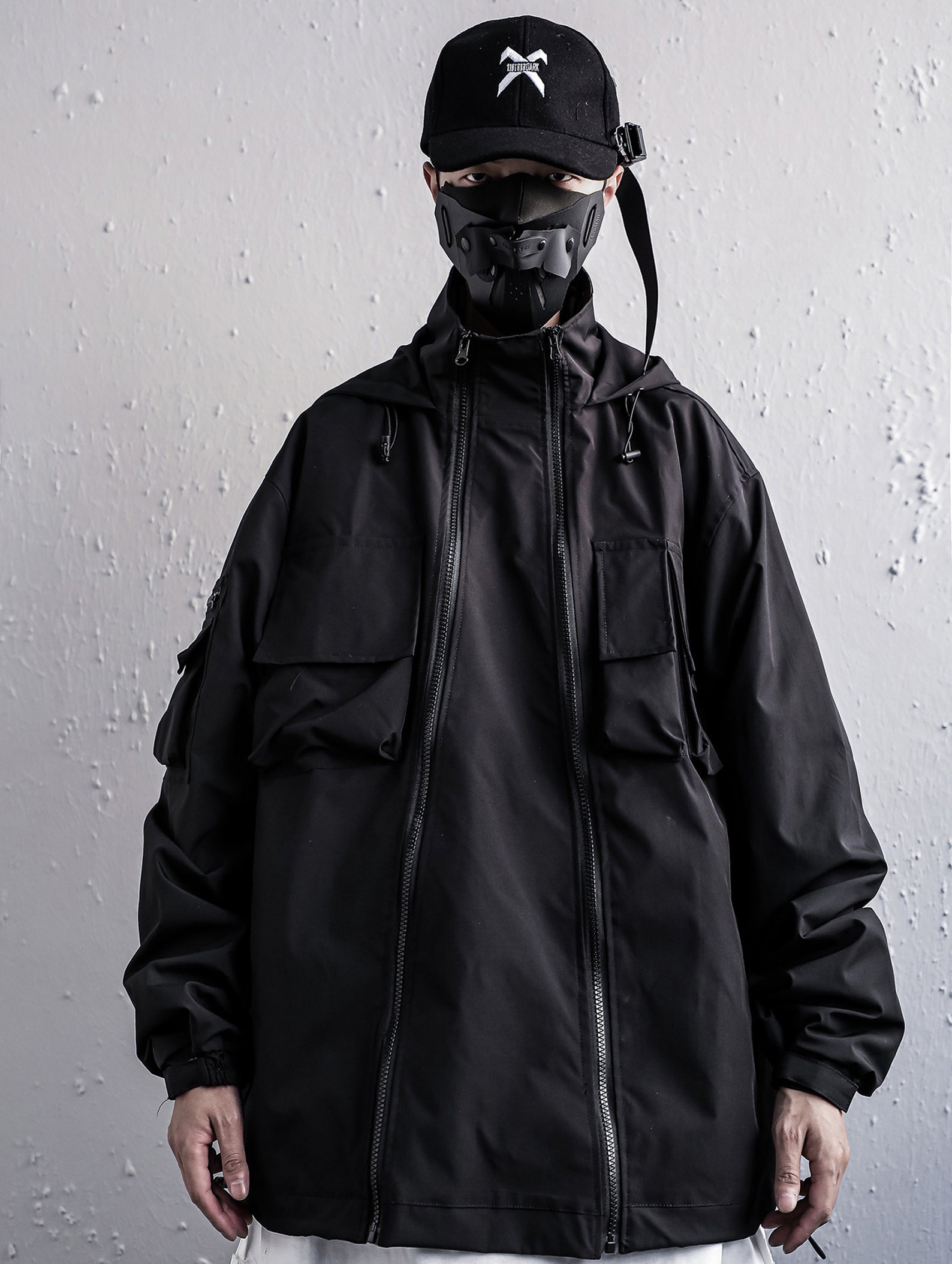 Japanese Harajuku Streetwear Black Kanji Coat Techwear Jacket - Etsy