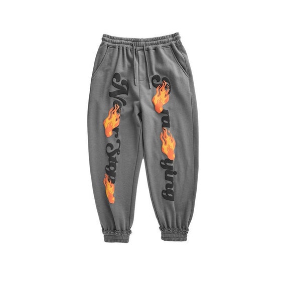 Streetwear Pants Urban Fire Graphic 
