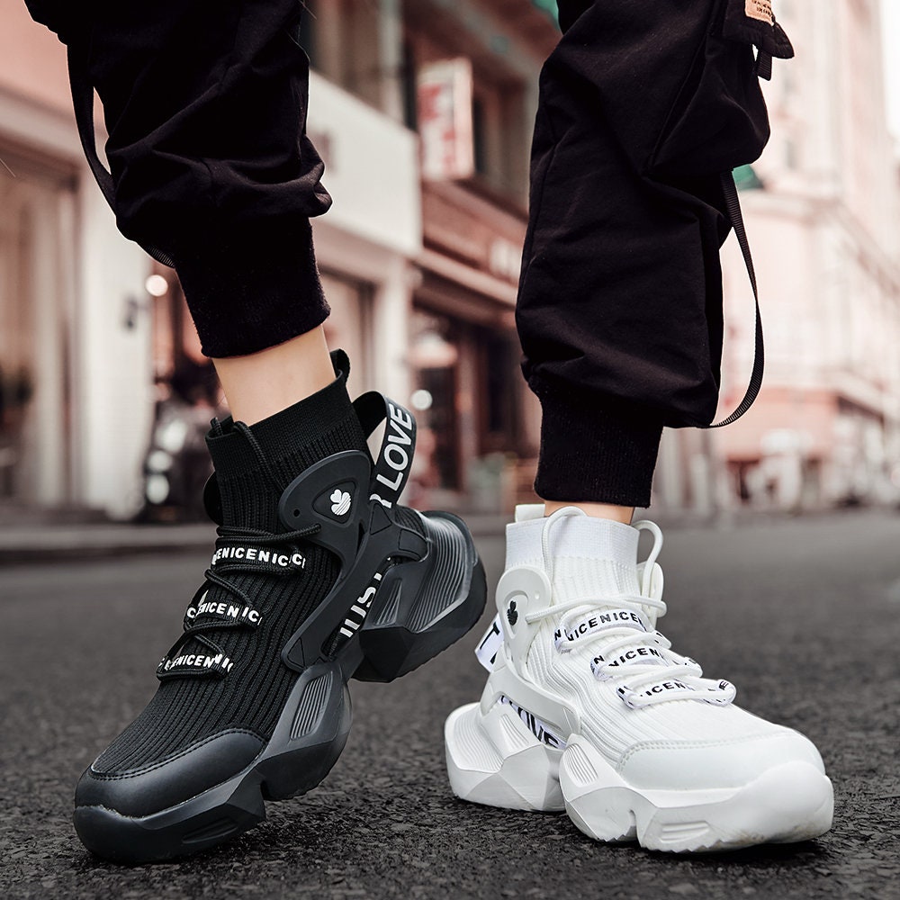 Streetwear Midnight High Top Sock Sneakers Men Breathable | Etsy