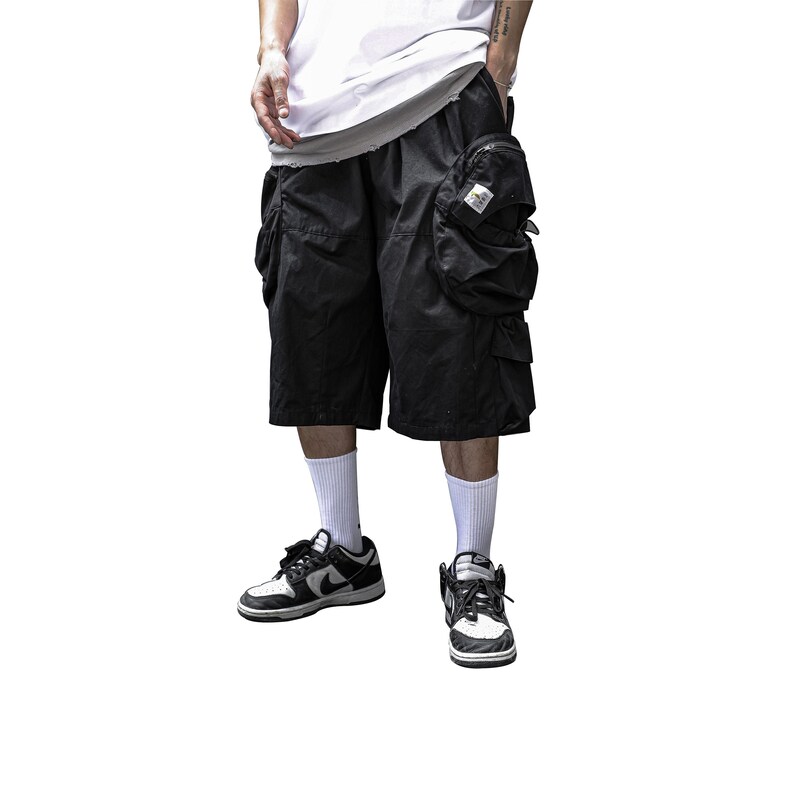 Streetwear Multi Pockets Black Cargo Shorts main image 0