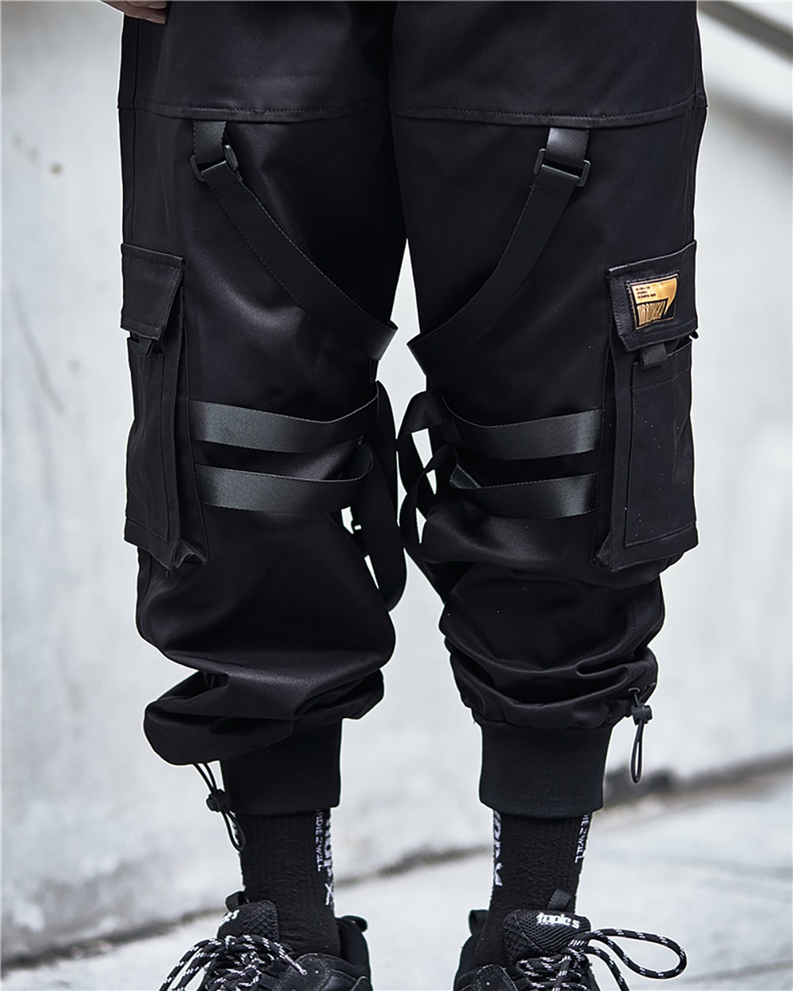 Cyberpunk Techwear Pants with Straps Black Japanese Streetwear Etsy